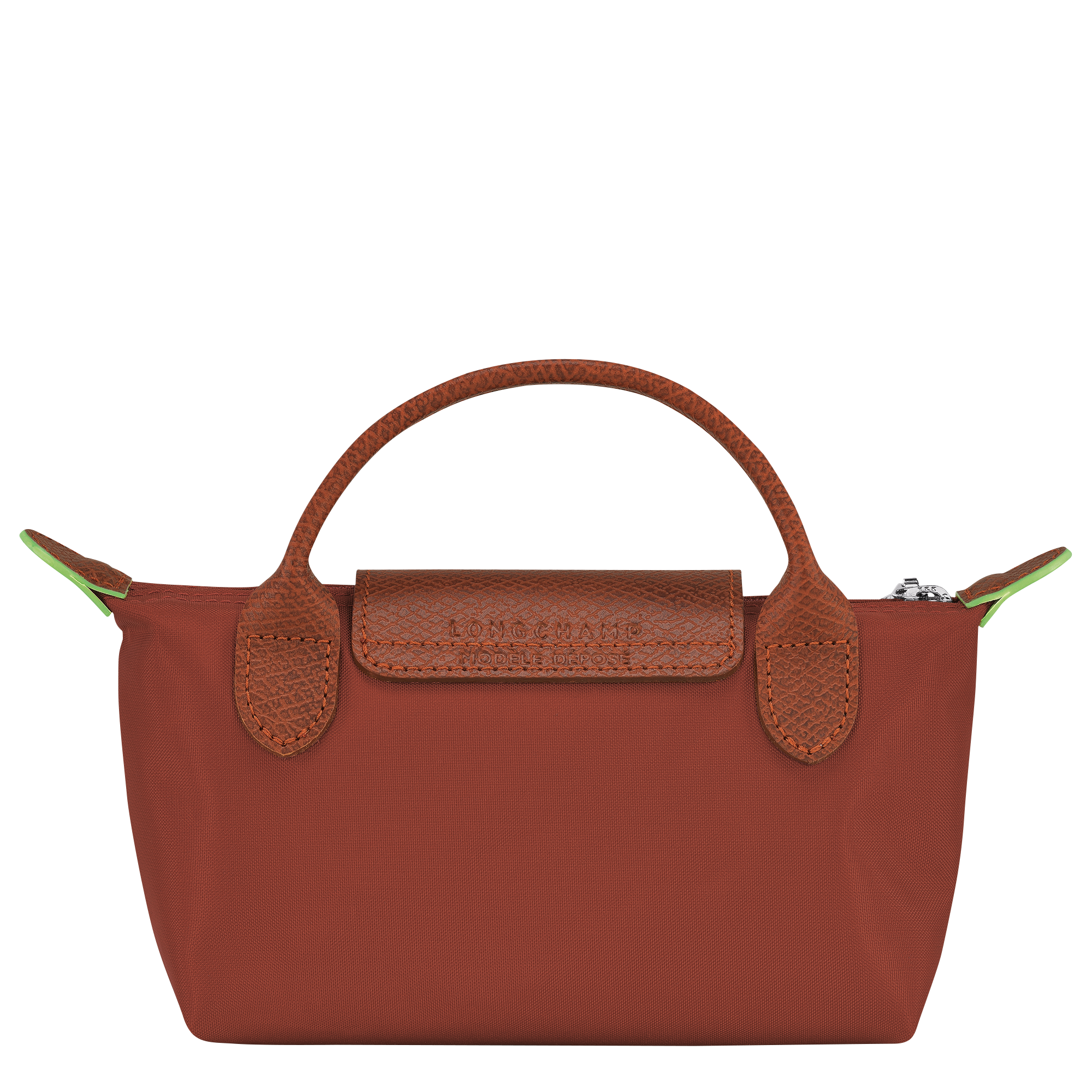 Le Pliage Green Pouch with handle, Chestnut