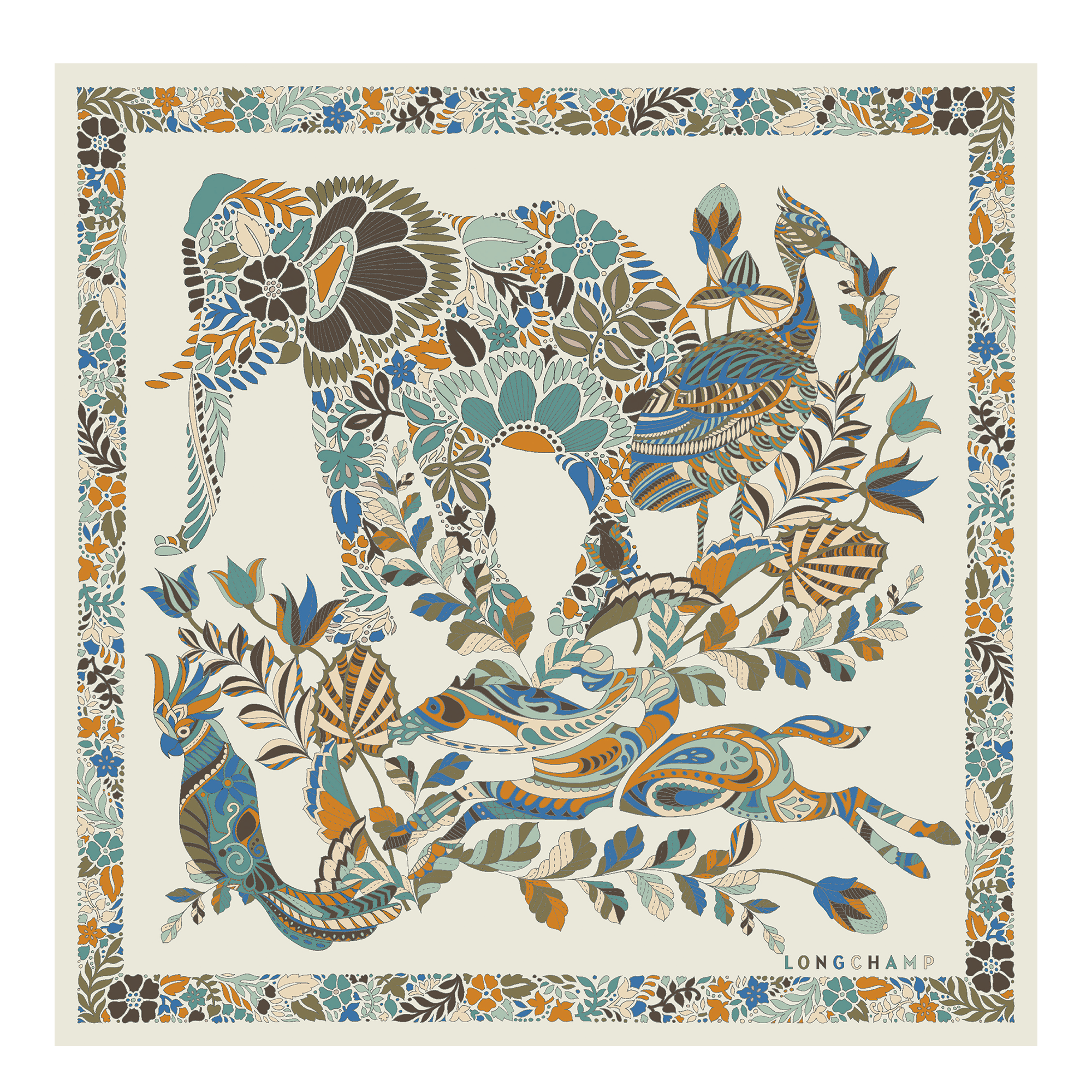 Silk scarf 50, Paper - View 1 of 
        3 - zoom in Forêt Longchamp Silk scarf 50, Paper