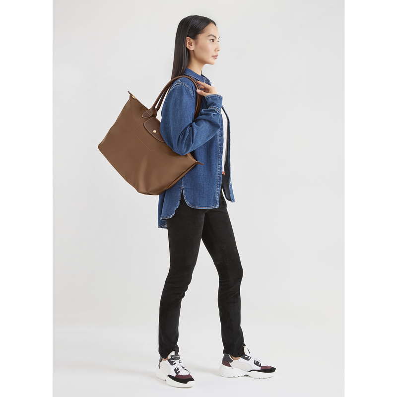 Le Pliage Original L Tote bag , Cognac - Recycled canvas  - View 2 of  7