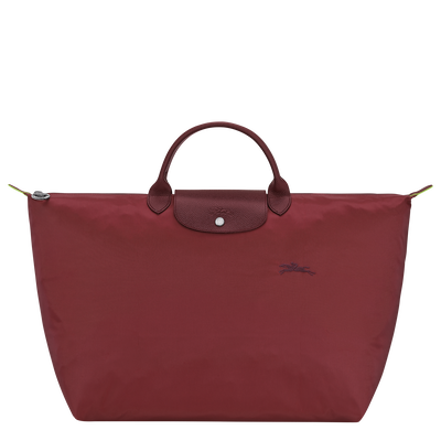 Le Pliage Green L Travel bag , Pomegranate - Recycled canvas