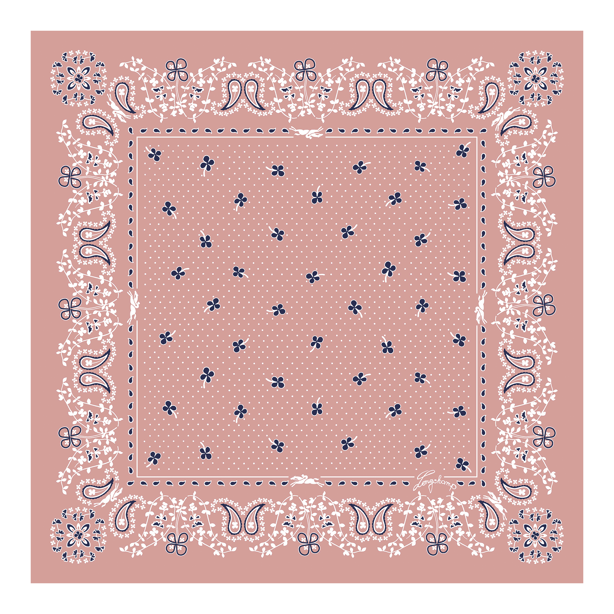 Silk scarf 50, Pink Tea - View 1 of 
        2 - zoom in French Bandana Silk scarf 50, Pink Tea