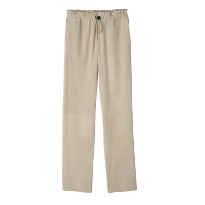 Leather straight pants , Linen - Leather
