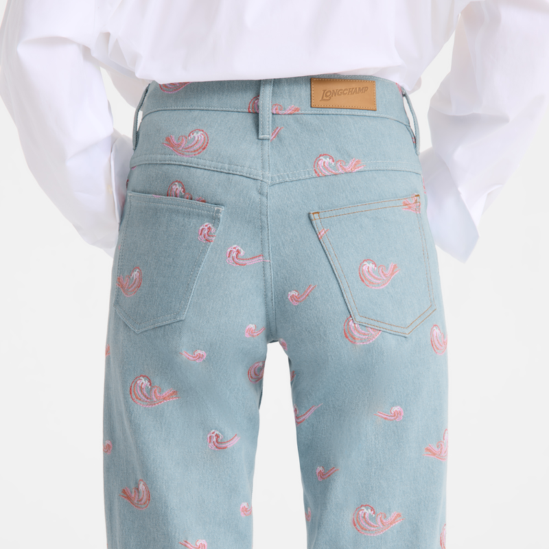 Jean's , Sky Blue - Embroidered denim  - View 4 of  4