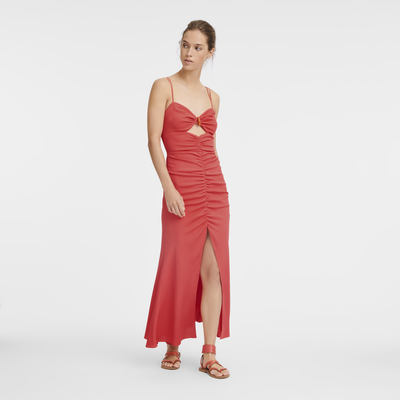 Midi dress , Strawberry - Fluid crepe