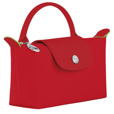 Le Pliage Green Pouch with handle, Tomato