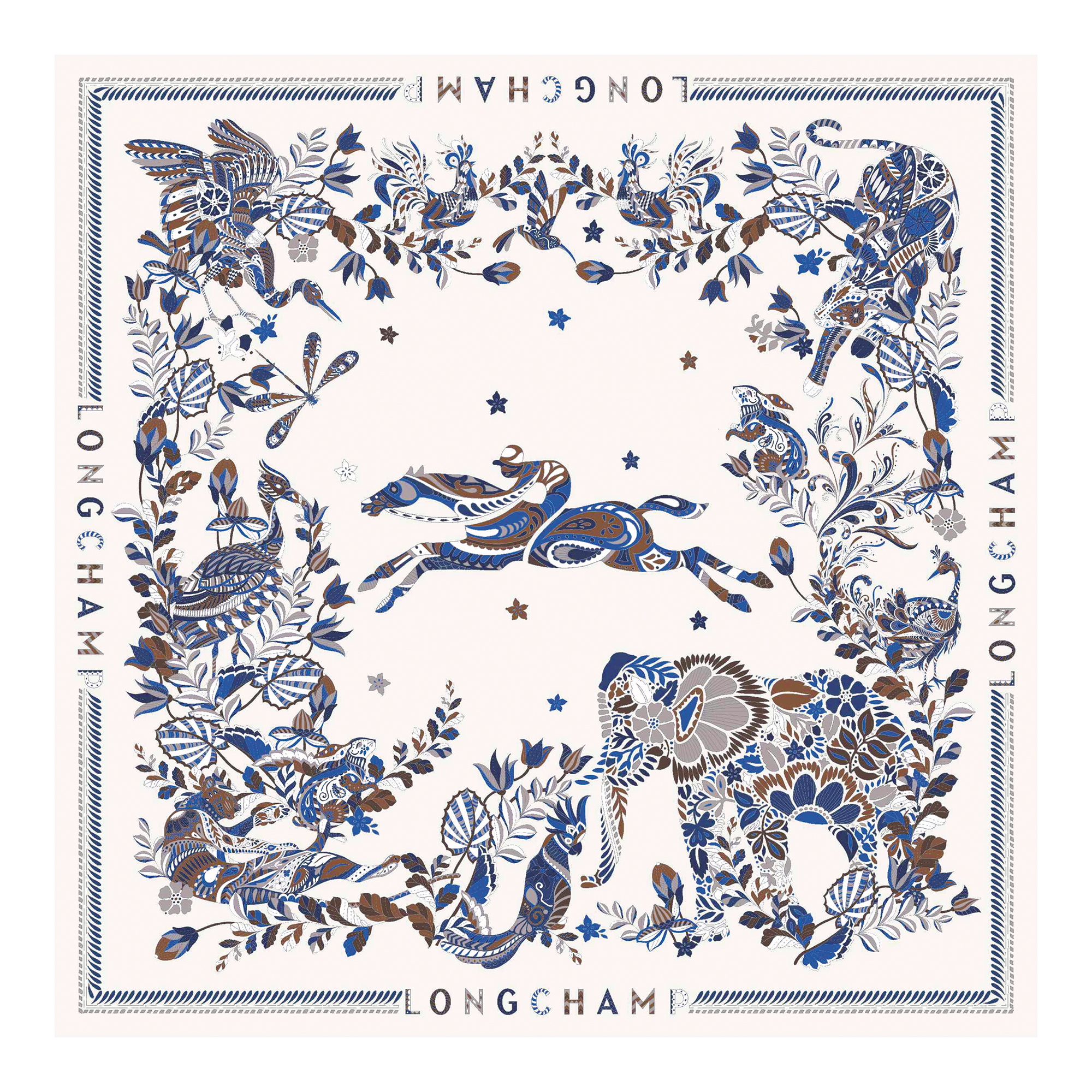For&ecirc;t Longchamp Silk scarf 90, Atlantic