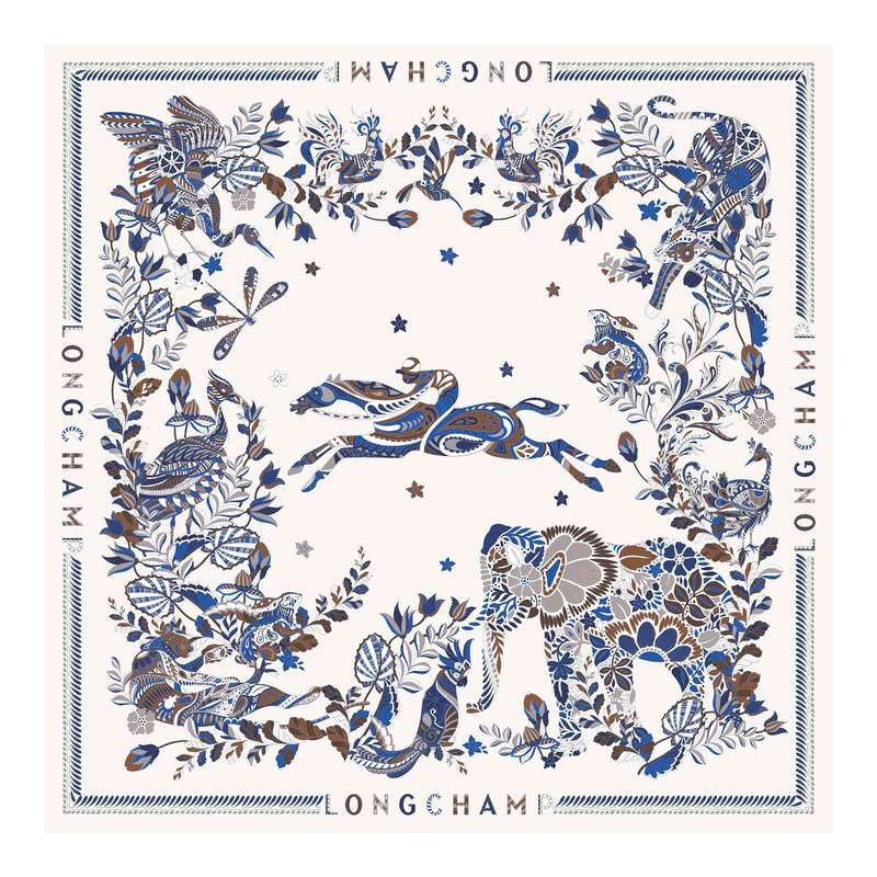 For&ecirc;t Longchamp Silk scarf 90 , Atlantic - Silk  - View 1 of  2