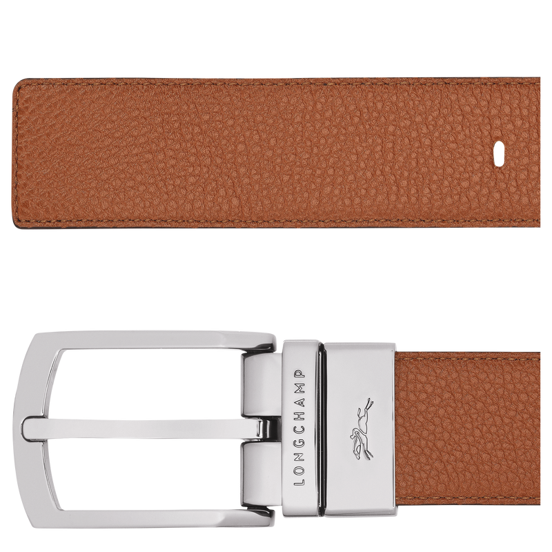 Le Foulonn&eacute; Men's belt , Caramel/Black - Leather  - View 3 of  4