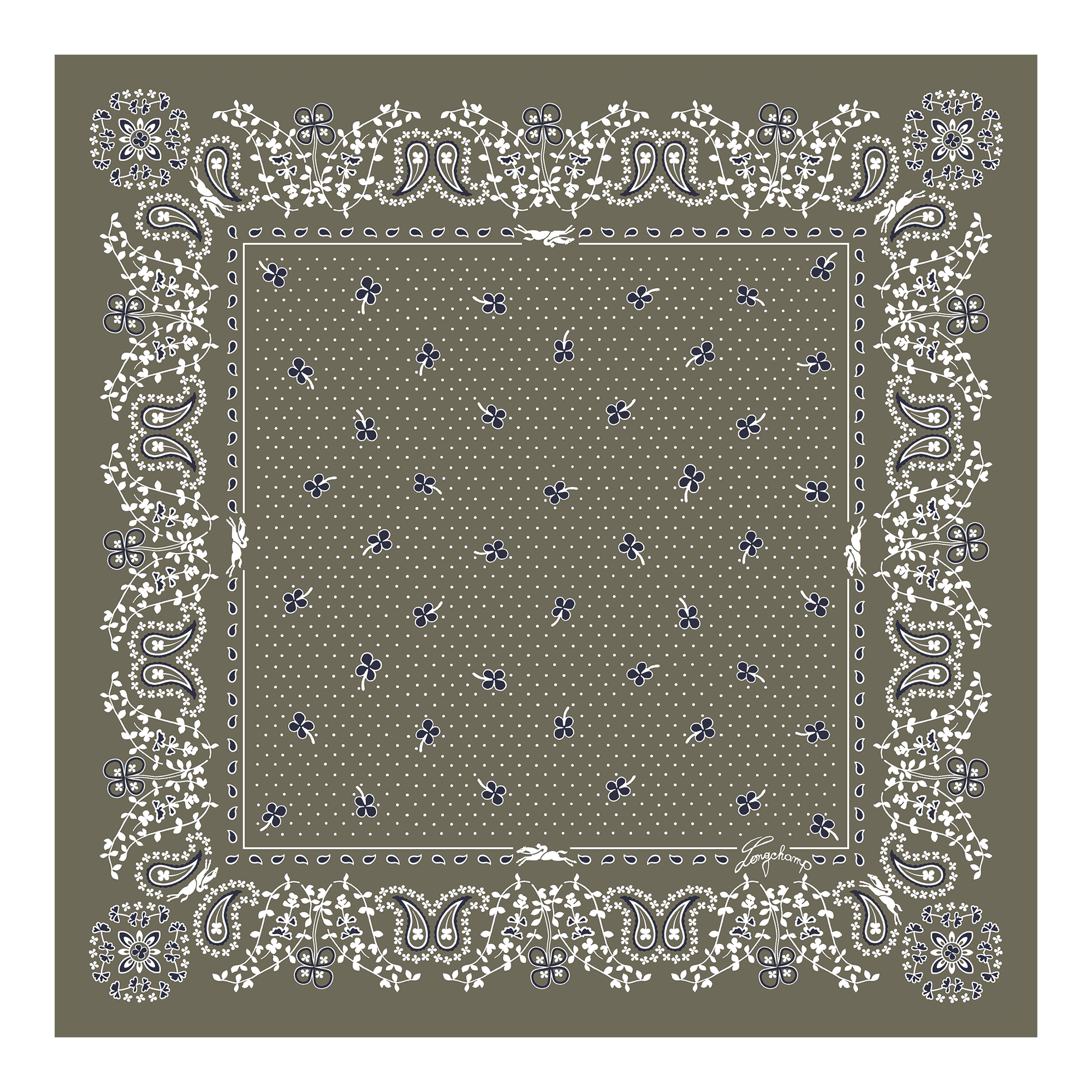 Silk scarf 50, Artichoke - View 1 of 
        2 - zoom in French Bandana Silk scarf 50, Artichoke