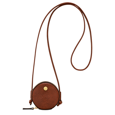&Eacute;pure Coin purse with cord , Brown - Leather