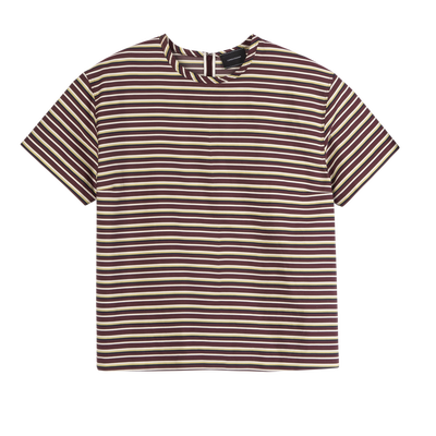 T-shirt , Burgundy - Striped poplin