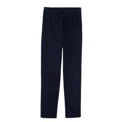 Leather straight pants, Navy