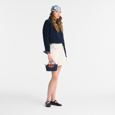 Le Pliage Original Pouch with handle , Navy - Recycled canvas