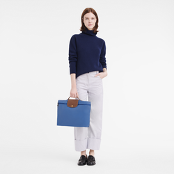 Le Pliage Original S Briefcase , Cobalt - Recycled canvas