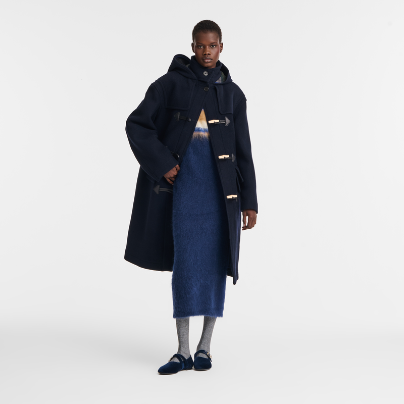 Duffle Coat , Navy - Double-faced wool cloth  - View 2 of  5
