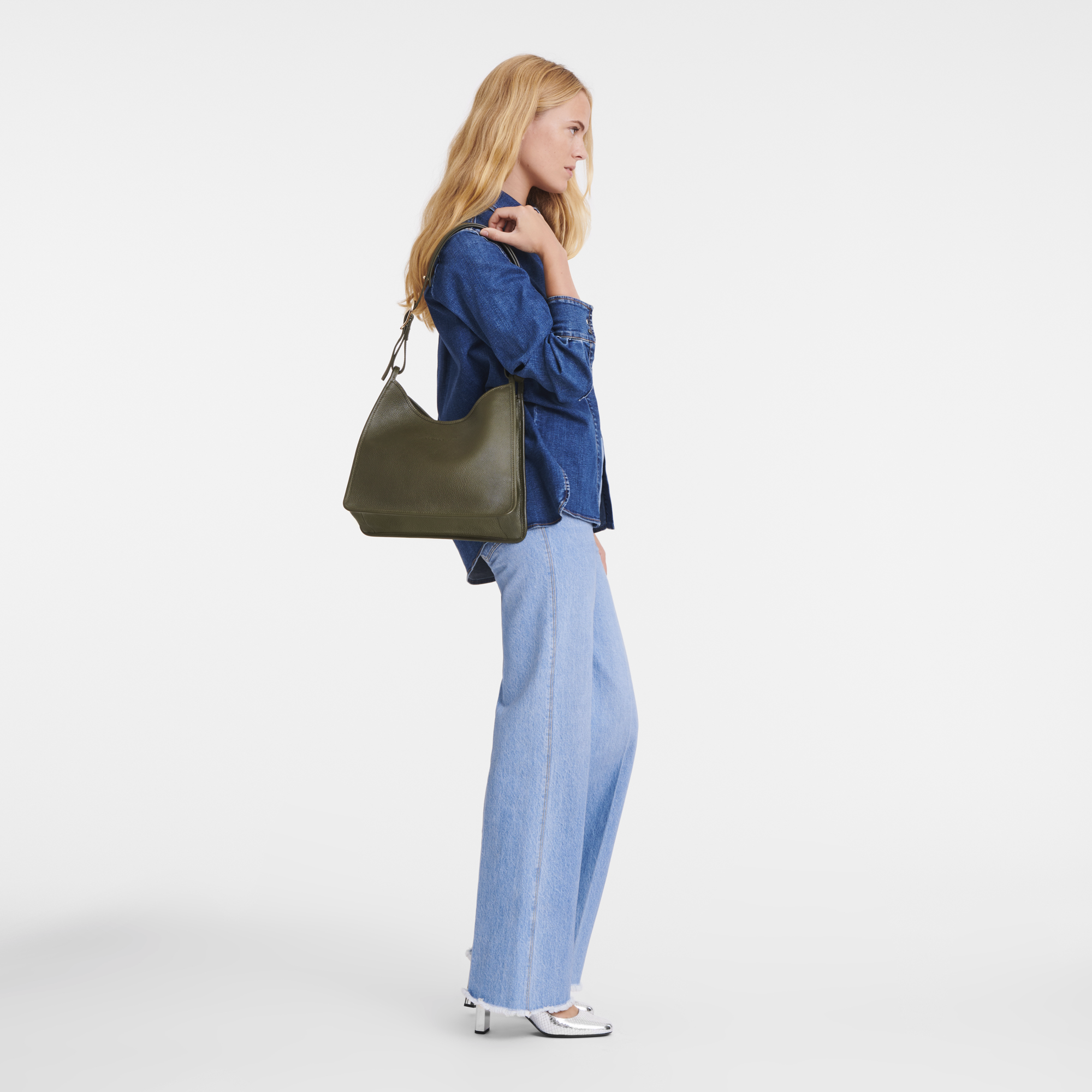 Le Foulonné Hobo bag M, Khaki