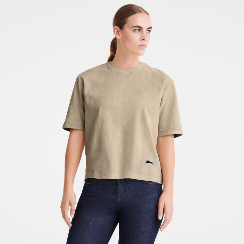 Short leather top , Linen - Leather  - View 4 of  5
