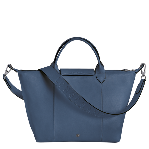 Le Pliage Cuir M Top handle bag Pilot Blue - Leather (L1515757729
