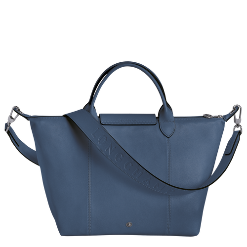 Le Pliage Cuir M Top handle bag Pilot Blue - Leather (L1515757729)