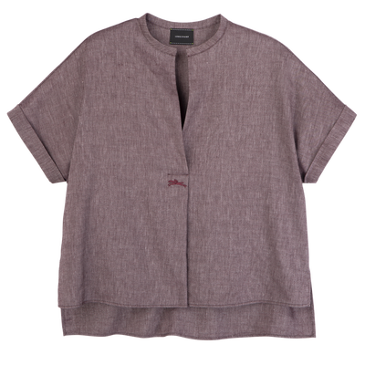 Shirt , Burgundy - Linen