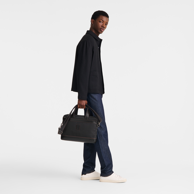 Boxford S Briefcase , Black - Recycled canvas