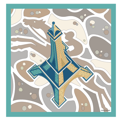 Tour Equestre Silk scarf 70 , Mint - Silk