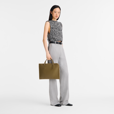 Le Foulonn&eacute; S Briefcase , Caper - Leather