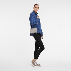 Le Foulonné Wallet on chain , Turtledove - Leather