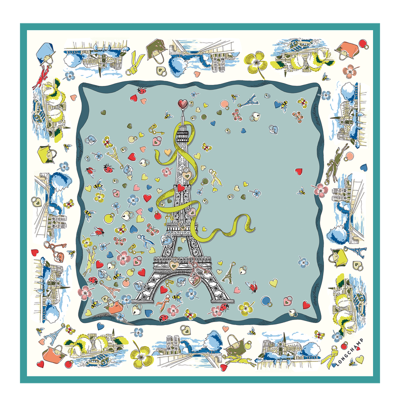 Equestrian Tower Silk scarf 50 , Vervain - Silk  - View 1 of  2