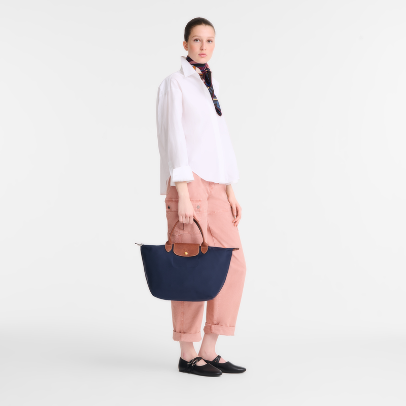 Le Pliage Original M Handbag , Navy - Recycled canvas  - View 2 of  6