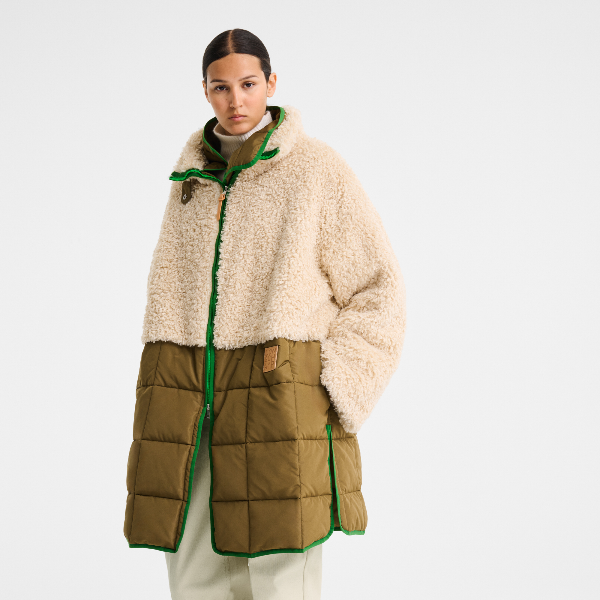 null Coat, Ecru/Olive