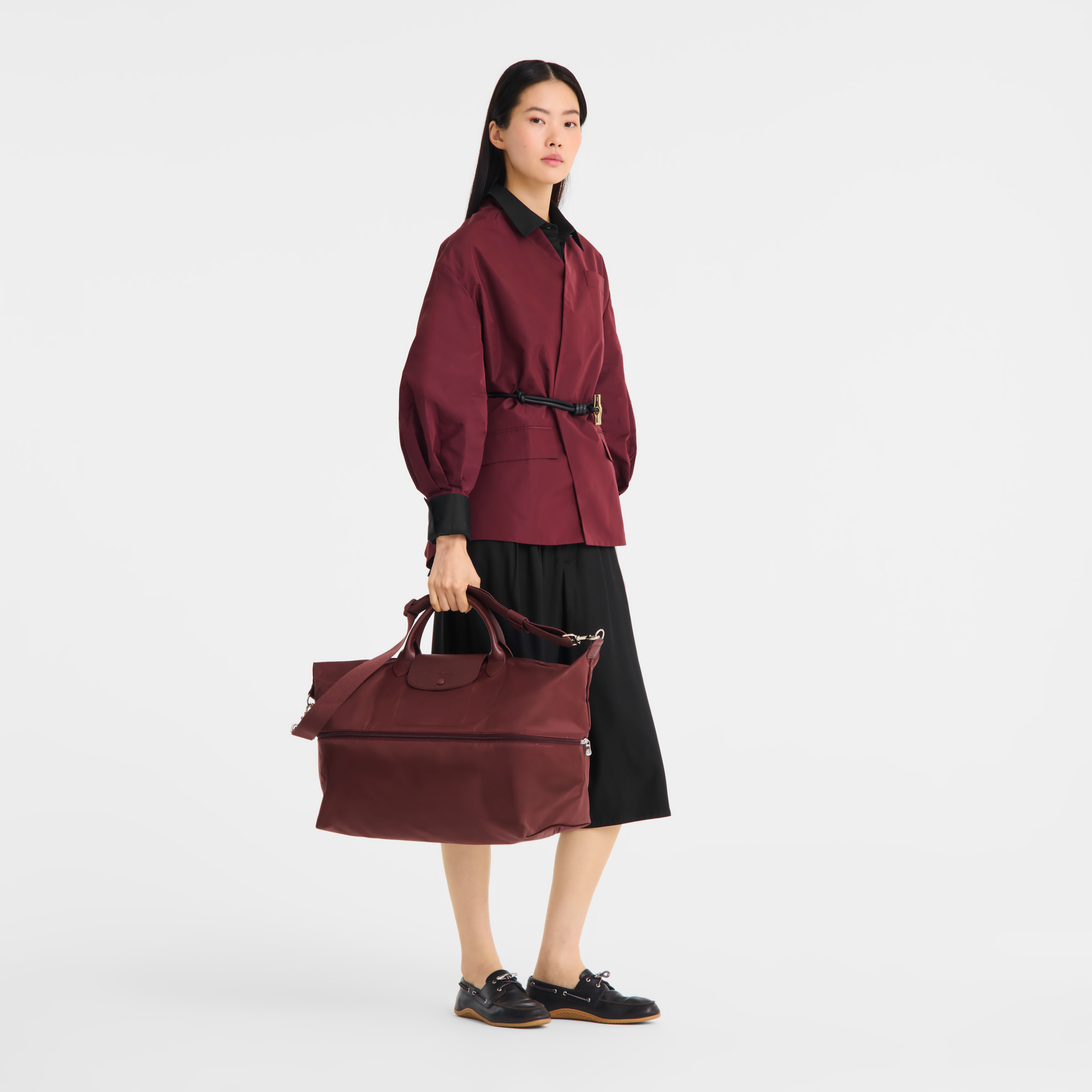 Le Pliage One Travel bag expandable, Burgundy