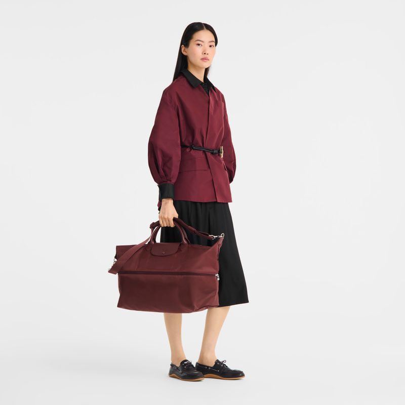 Le Pliage One S Travel bag expandable , Burgundy - Canvas  - View 2 of  8