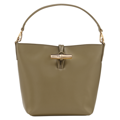 Le Roseau XS Bucket bag , Olive - Leather