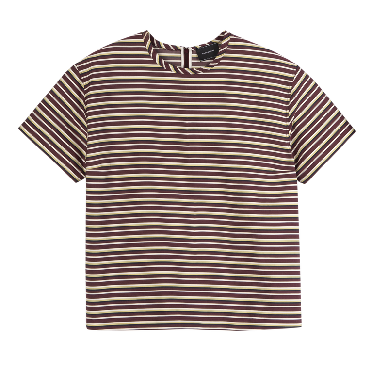 T-shirt , Burgundy - Striped poplin  - View 1 of  4