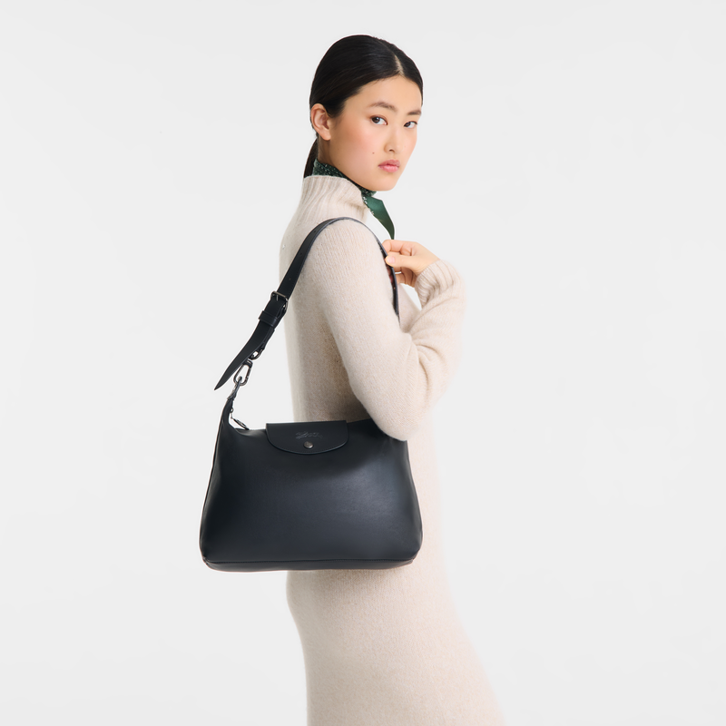 Le Pliage Xtra M Hobo bag , Black - Leather  - View 2 of  6