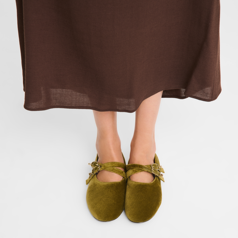 Le Foulonn&eacute; Ballerinas , Olive - Leather  - View 2 of  4