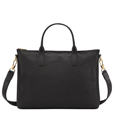 Le Foulonné S Briefcase , Black - Leather