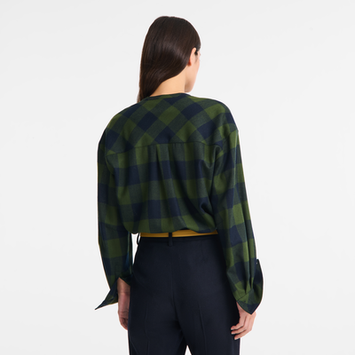 Shirt , Navy/Fir - Jacquard wool