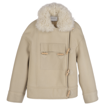 Coat , Ecru - Leather
