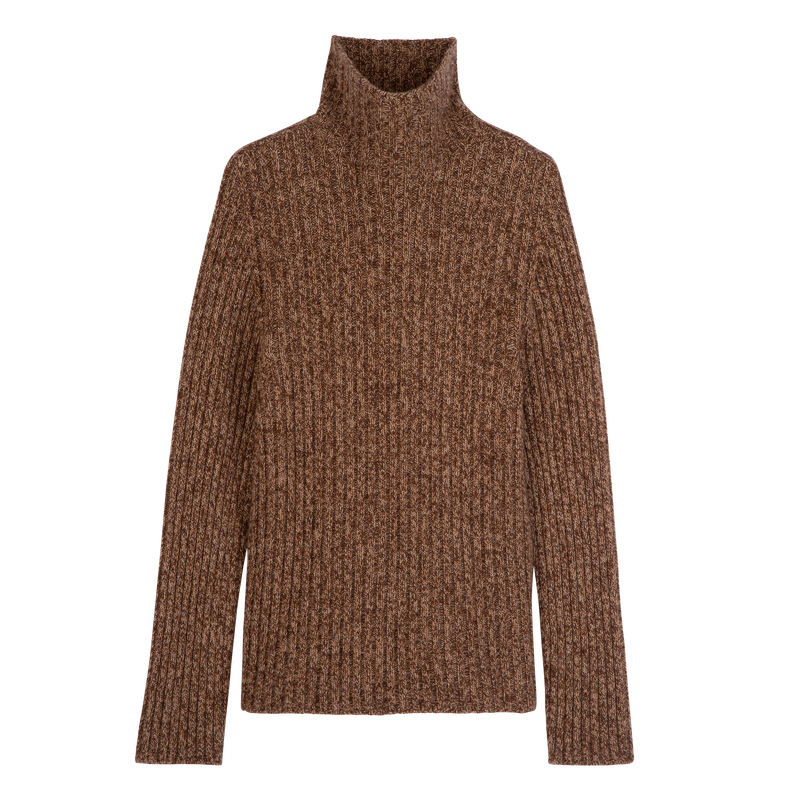 High neck sweater , Chocolate - Knit  - View 1 of  5