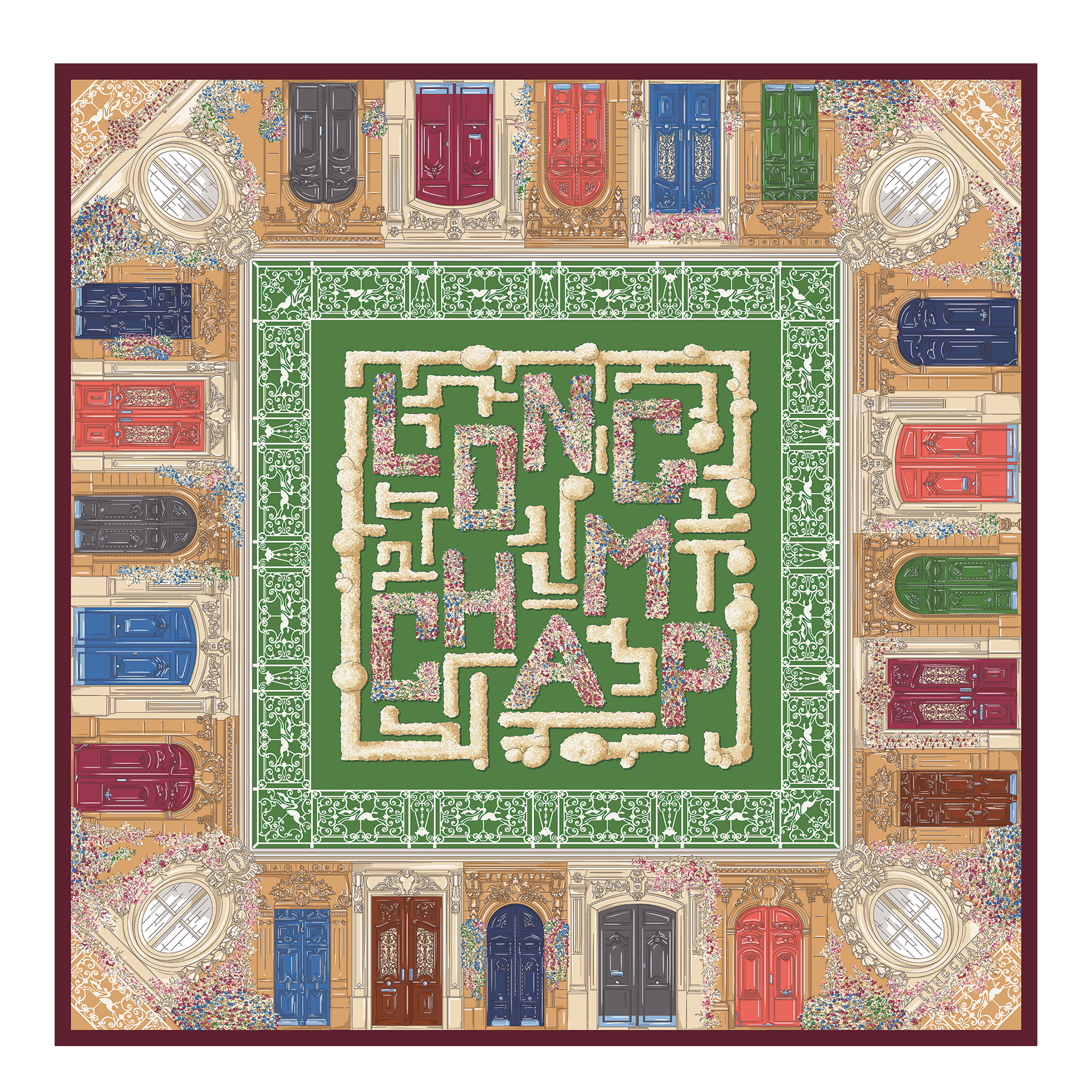 Jardin Parisien Silk scarf 90, Matcha