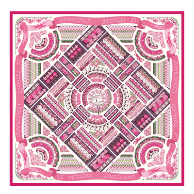 Longchamp Vegetable Garden Silk scarf 90 , Pink - Silk