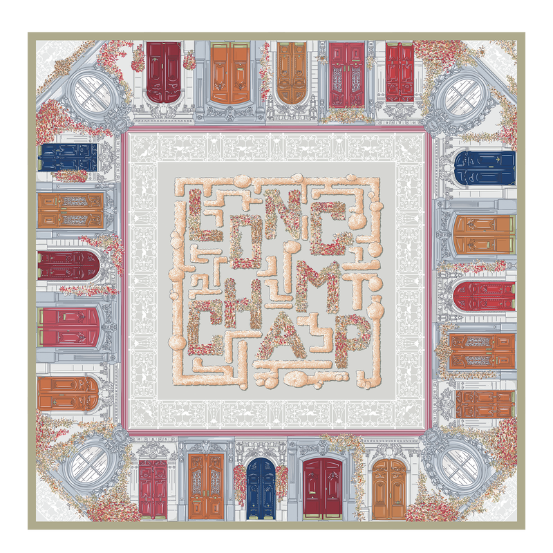 Jardin Parisien Silk scarf 90 , Pebble - Silk  - View 1 of  2