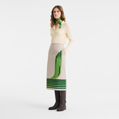 Skirt , Heritage Green - Printed gabardine