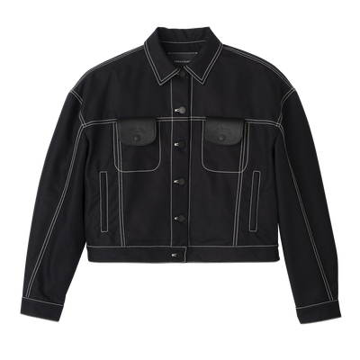 Topstitching short jacket, Black