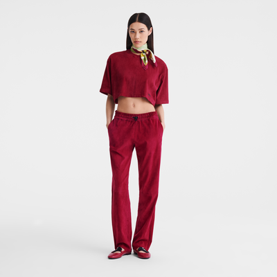 null Leather straight pants, Beetroot