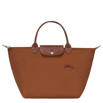 Le Pliage Green M Handbag , Cognac - Recycled canvas