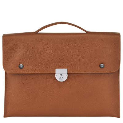 Le Foulonn&eacute; S Briefcase , Caramel - Leather
