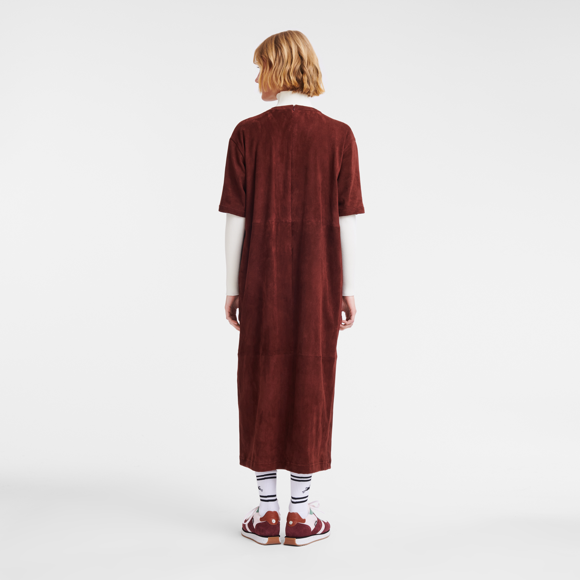 Leather long dress, Burgundy - View 3 of
6 - zoom in null Leather long dress, Burgundy